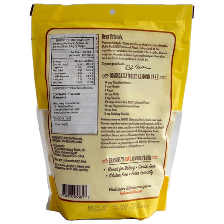 BOB'S REDMILL SUPER FINE ALMOND FLOUR FROM BLANCHED ALMONDS