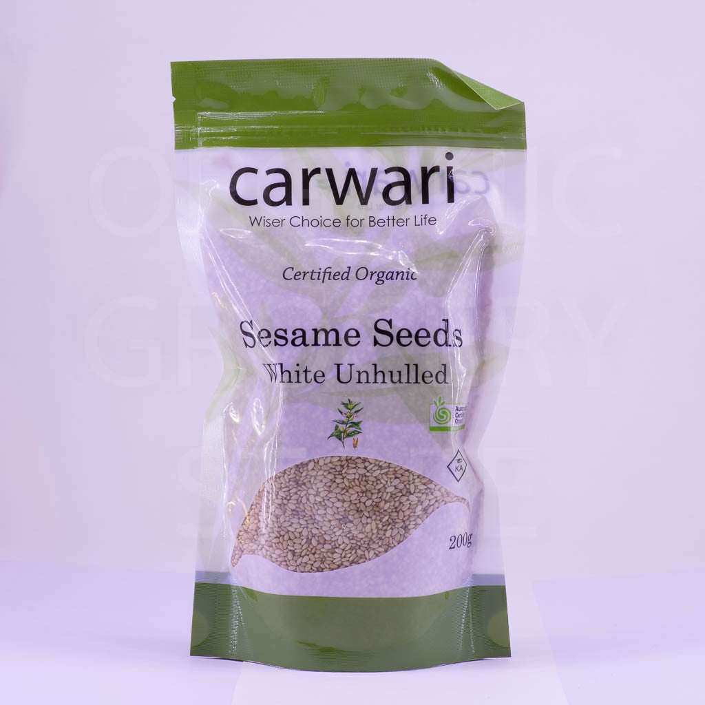 CARWARI ORGANIC SESAME SEEDS WHITE UNHULLED 200G