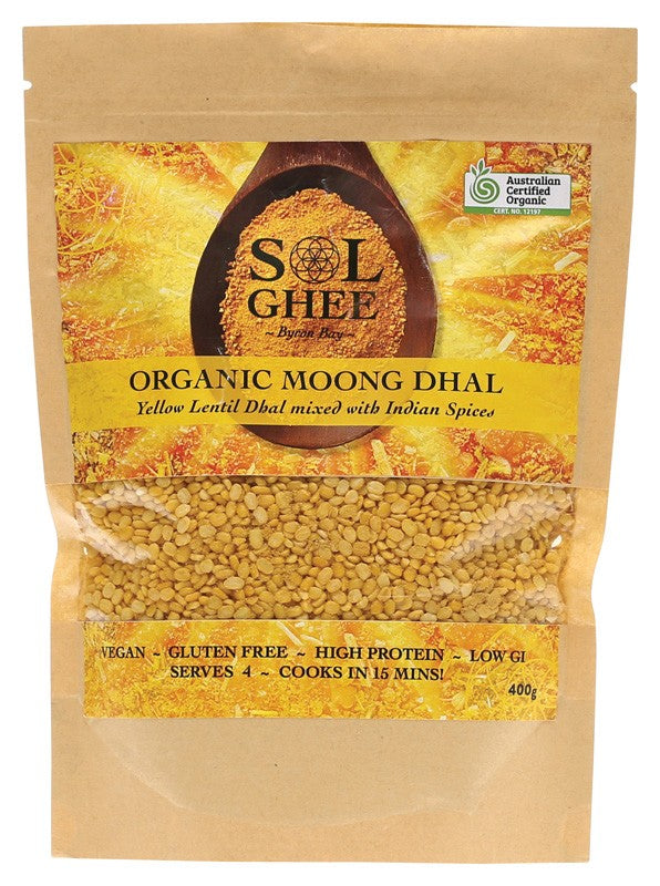 SOL ORGANICS ORGANIC MOONG DHAL YELLOW LENTIL DHAL MIX 400G