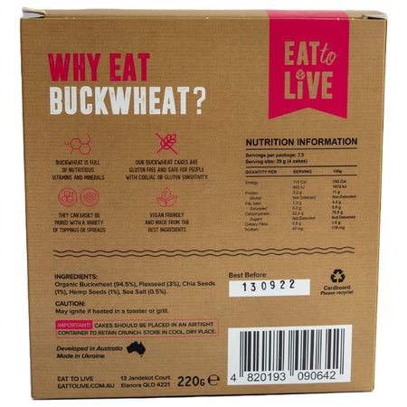 EAT TO LIVE BUCKWHEAT CAKES WITH PLANT OMEGAS