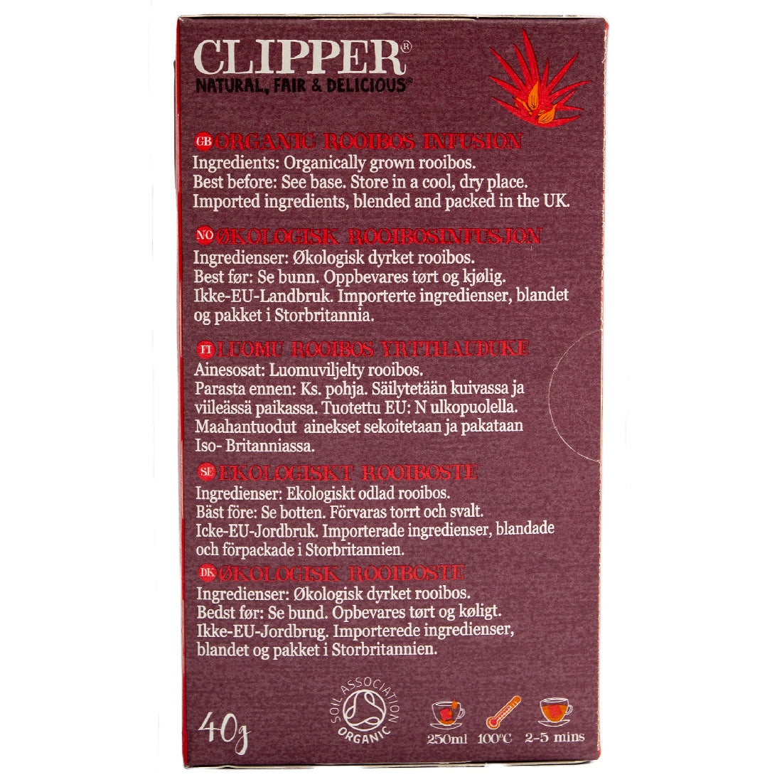 CLIPPER - ROOIBOS ORGANIC 40G (20 BAGS)