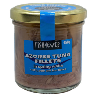 FISH 4 EVA AZORES TUNA FILLETS IN SPRING WATER 150G