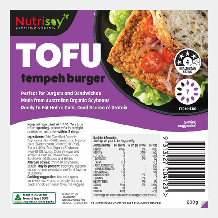 NUTRISOY TOFU TEMPEH BURGER 200G