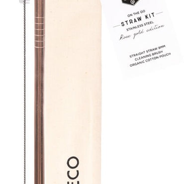 EVER ECO ROSE GOLD STRAW POUCH KIT