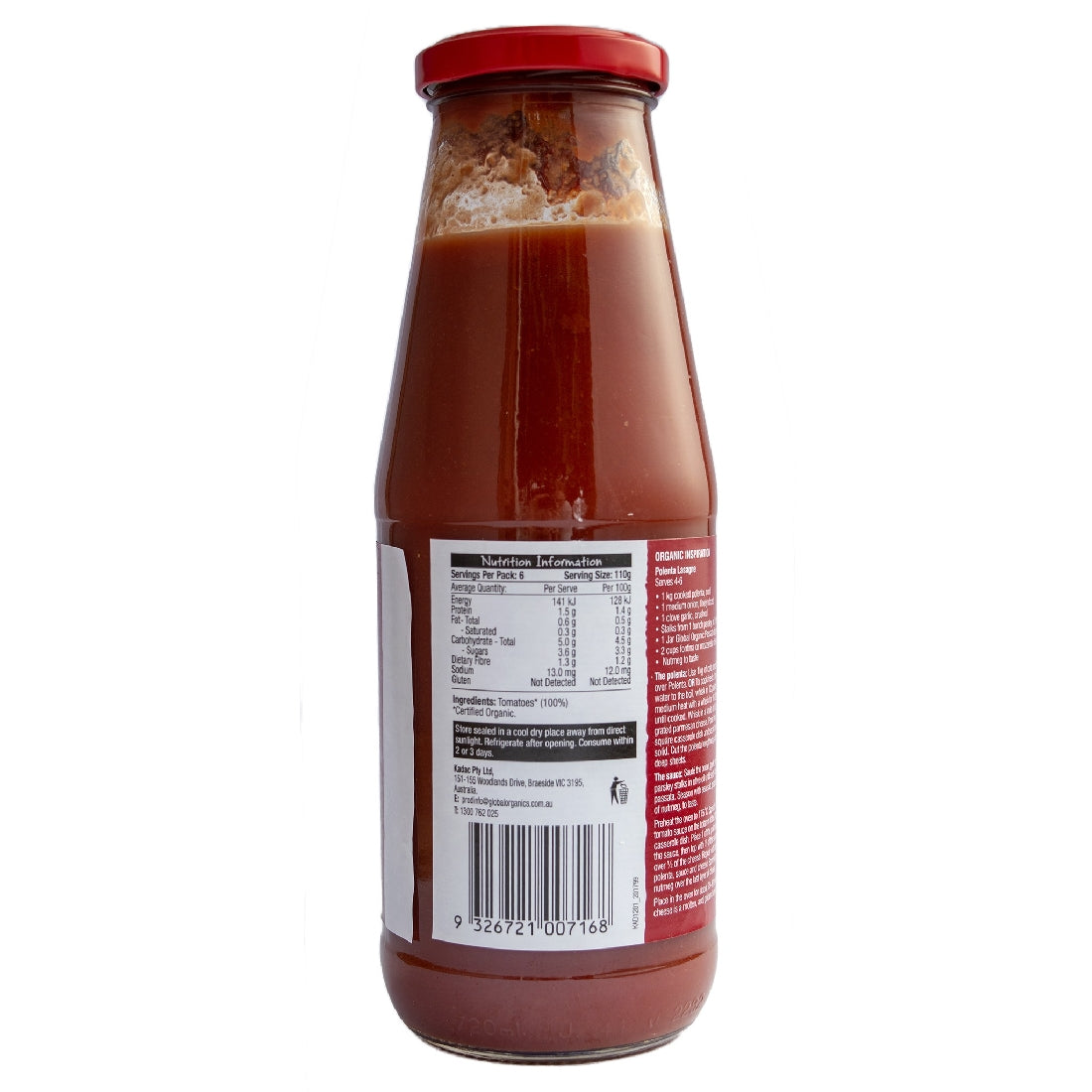 GLOBAL ORGANICS TOMATO PASSATA (PUREE) ORGANIC (GLASS) 680G