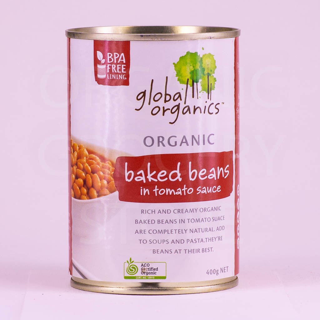 GLOBAL ORGANICS BAKED BEANS IN TOMATO SAUCE ORGANIC (CANNED) 420G