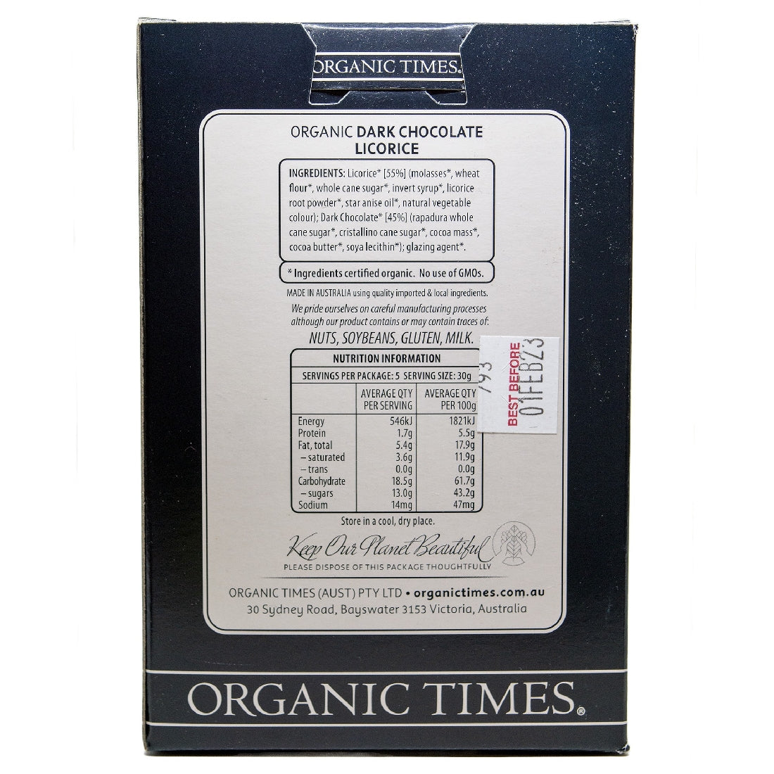 ORGANIC TIMES DARK CHOC COATED LICORICE