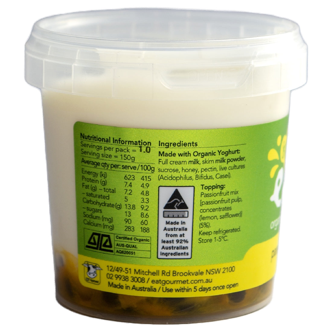 EAT COURMET YOGHURT PASSIONFRUIT 150GM - ORGANIC