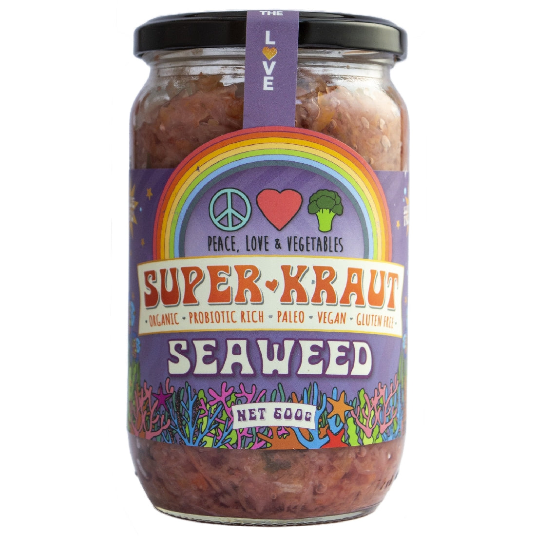 PEACE LOVE & VEG SUPERKRAUT SEAWEED 600G