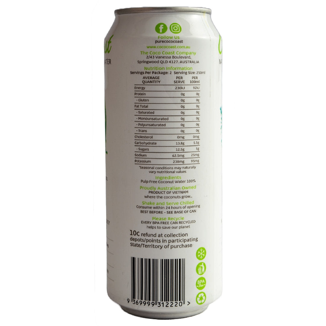 COCO COAST COCONUT WATER 500ML