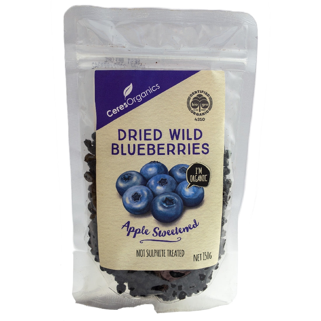 CERES ORGANICS DRIED WILD BLUEBERRIES 150G